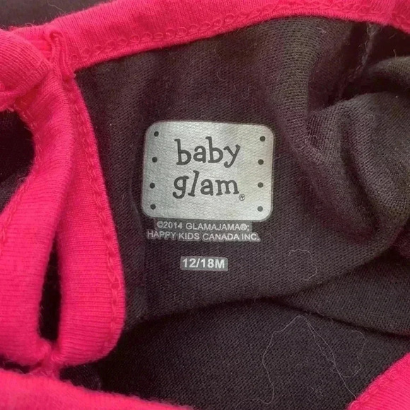 Baby Glam party dress with  under skirt and ruffles, long sleeves w black bow - Picture 8 of 8